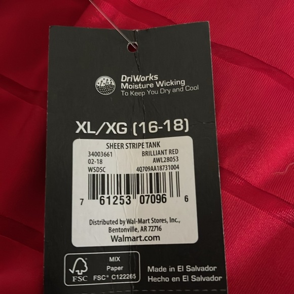 Athletic Works sheer stripe tank top in red Size XL - Picture 3 of 3
